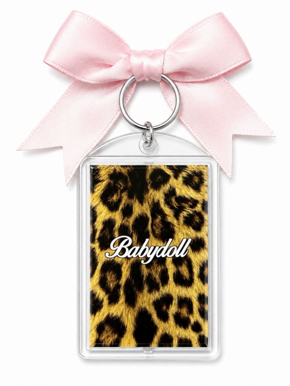 🐆Pink Bow Leopard Babydoll Acrylic Keychain Girly Bag Charm Coquette Kawaii Cute
